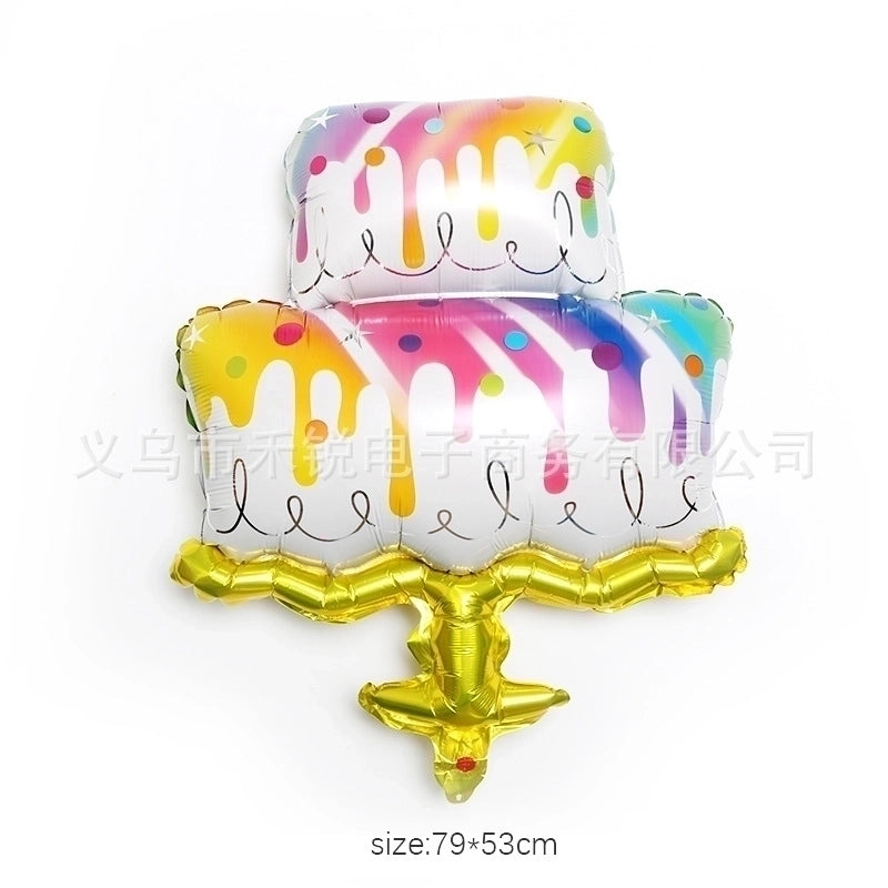 2 Pieces Birthday Cake Aluminum Film Party Balloon