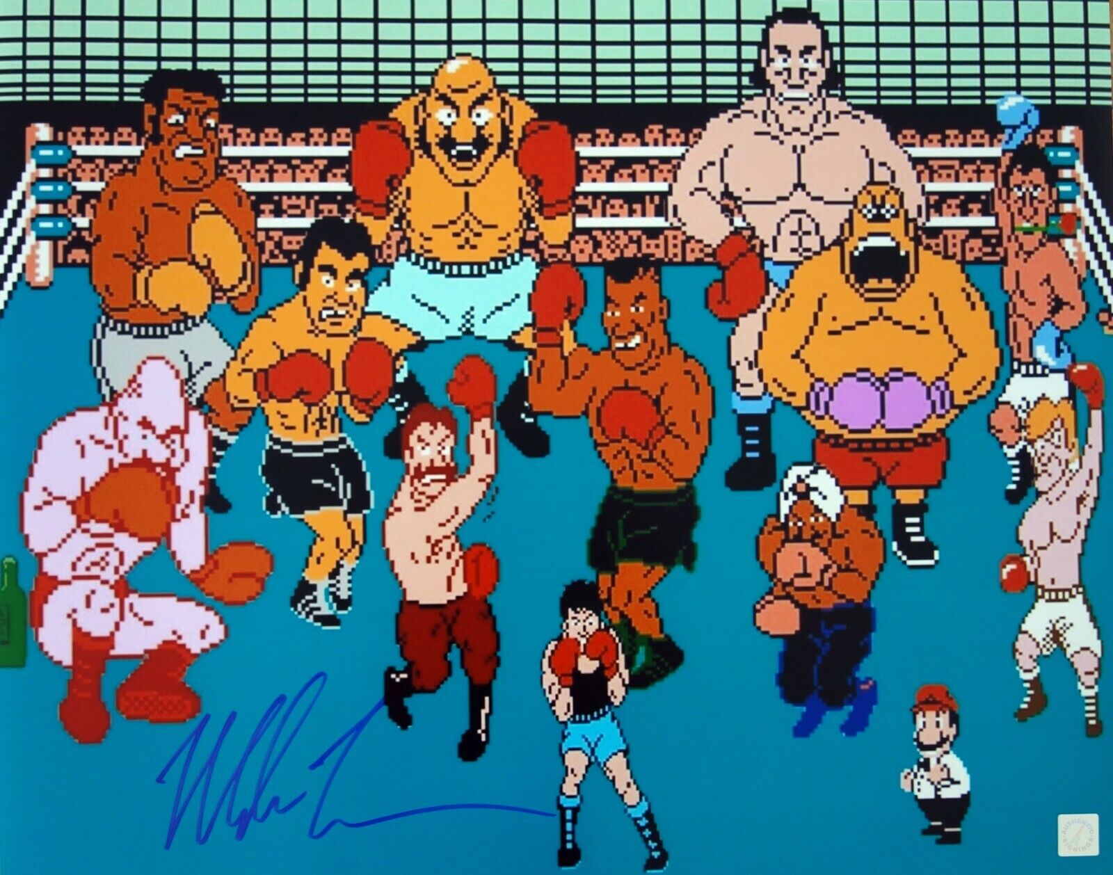 Mike Tyson Autographed Punch Out Cast 16x20 ASI Proof