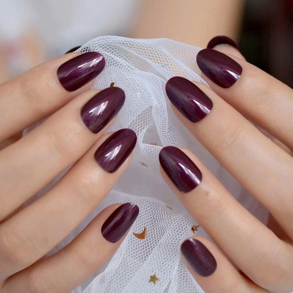 Neon Short Nails Summer Color Fake Nails Deep Pink Ladies Bright Color Designed ABS Material Fingernails with Adhesive Tabs-Nail Inspo