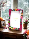 Bloom Flower DIY Building Block Photo Frame Kit,Creative Handmade Assembled Photo Frame Handmade Craft Gift Home Tabletop Display Decor
