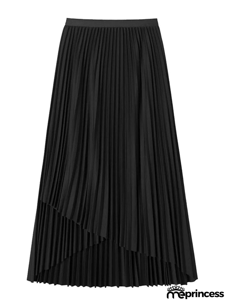 Women's Polyester High Waist Pleated Pattern Casual Wear Skirts