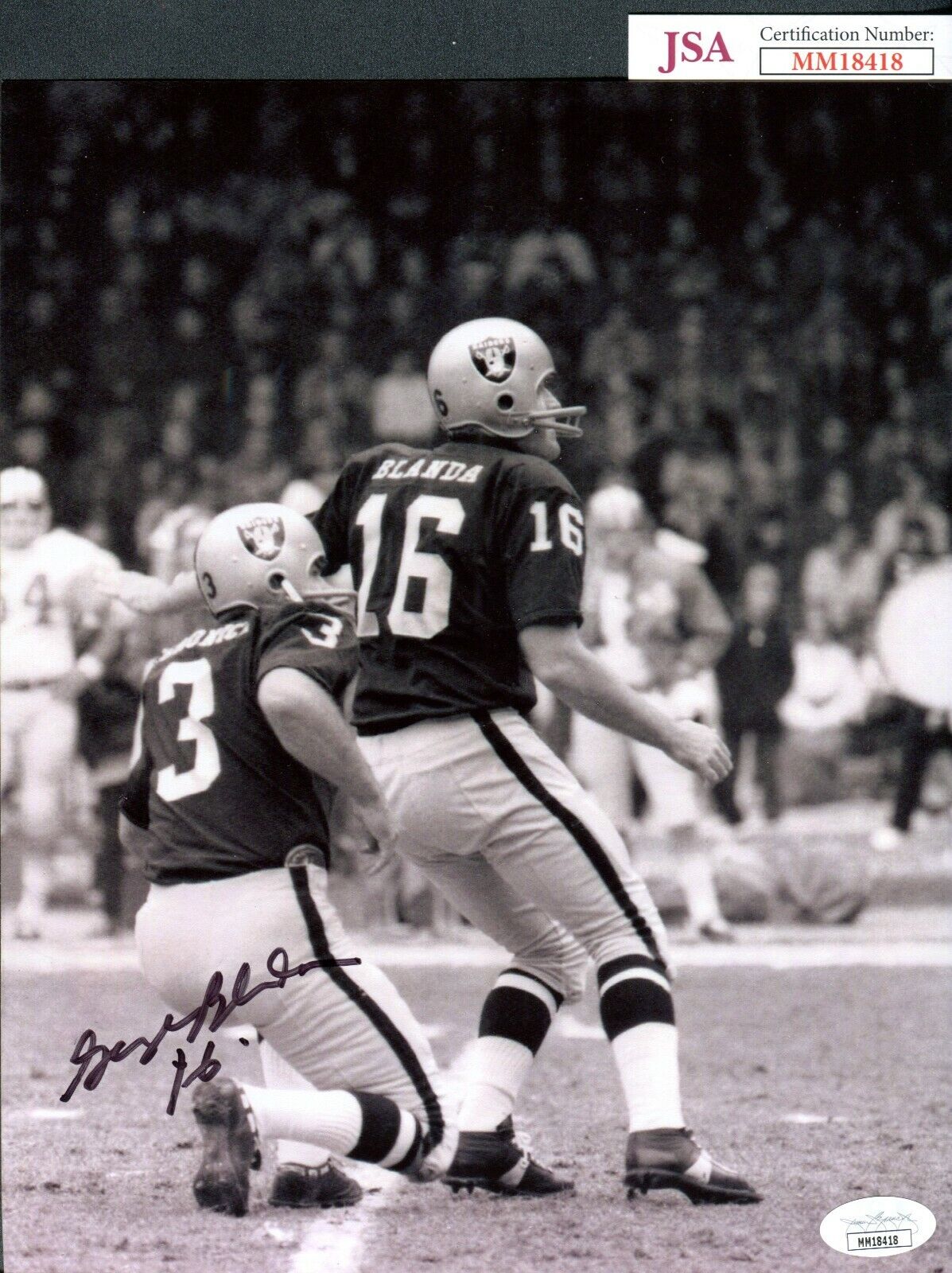 JSA George Blanda Autographed Signed AUTO 8x10 Photo Poster painting Oakland Raiders TRB 564