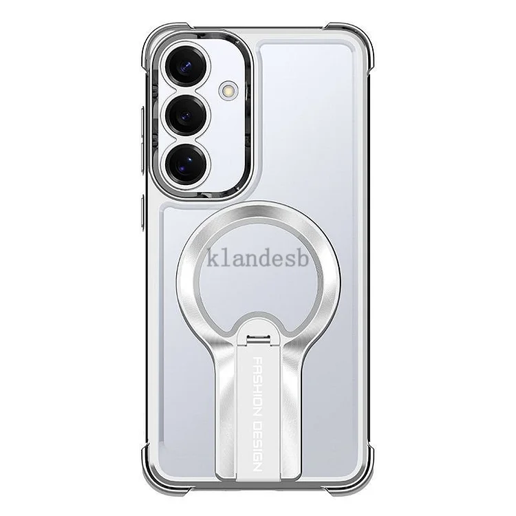 Samsung Series New Electroplating Four-Corner Airbag Shockproof S25 Multi-Function Bracket Transparent Case