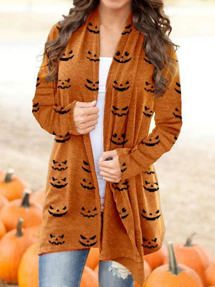 Halloween Digital Print Casual Cardigan Jacket-Mayoulove