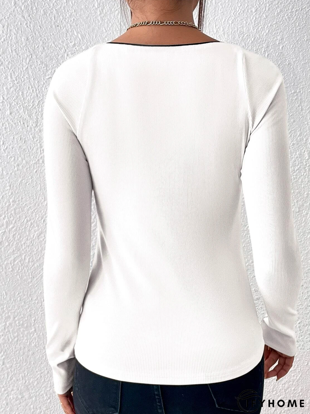 Beaded Sweetheart Neck Casual T-Shirt | IFYHOME