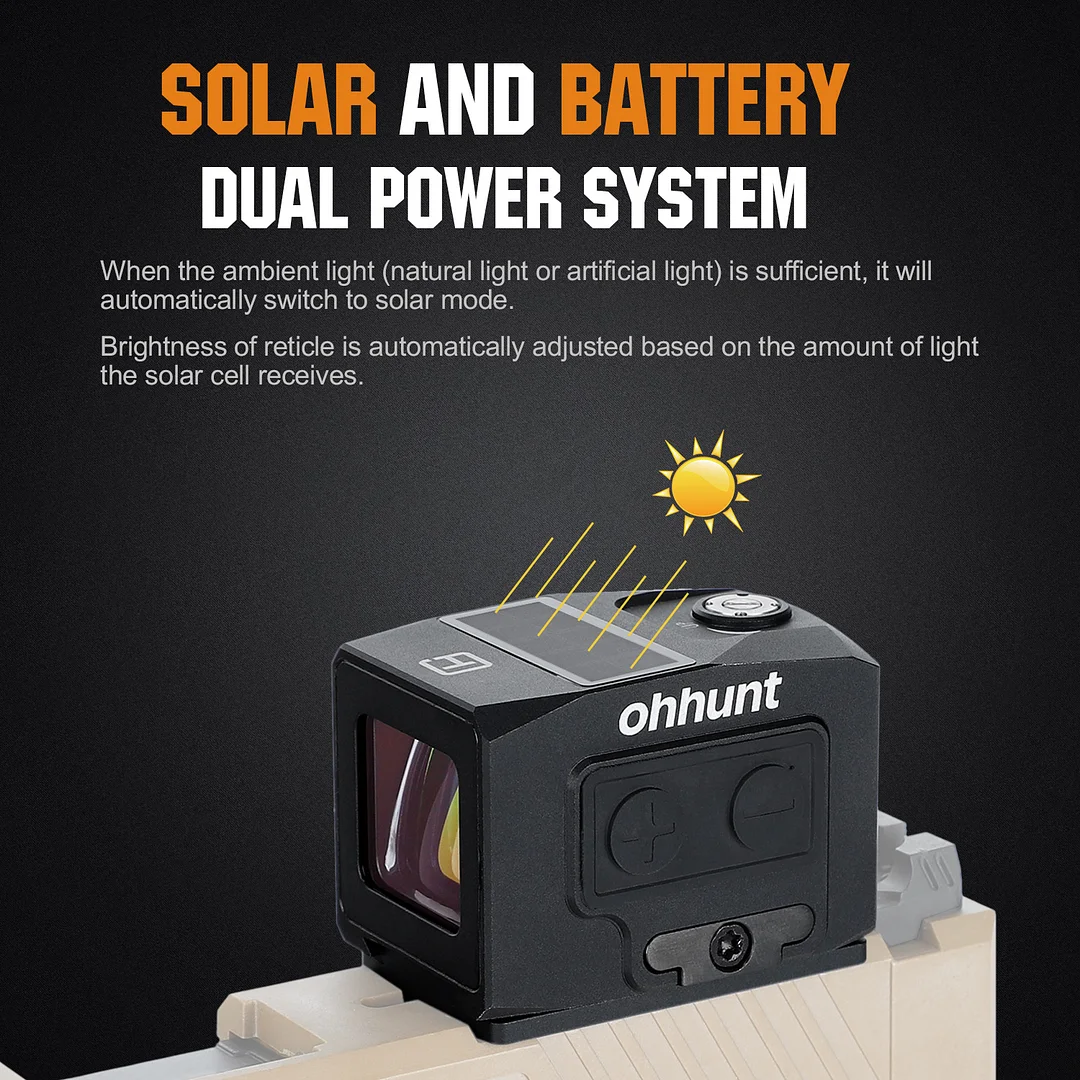 ohhunt® 1x18x20 Enclosed Red Dot Sight Shake Awake Red Dot Multi-reticle System Solar Failsafe with 507C and Doctor Adapter Plates