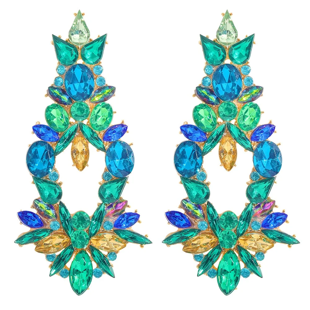 Dvacaman New Arrival Long Colorful Rhinestone Irregular Drop Earrings High Quality Trendy Crystal Pendant Jewelry Gift For Women