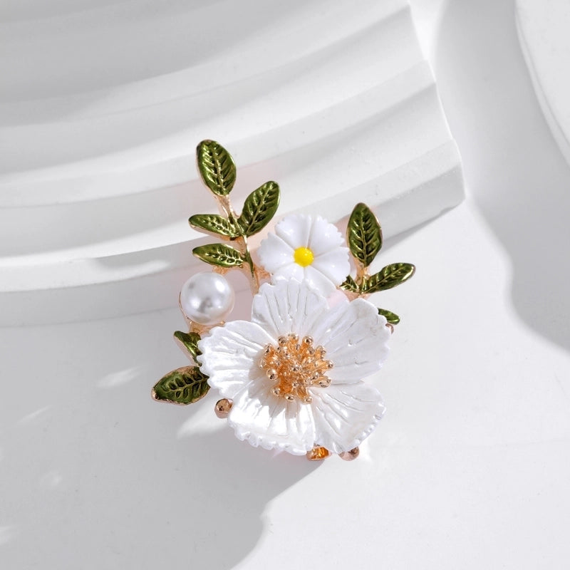 IG Style Shiny Flower Bow Knot Alloy Inlay Rhinestones Pearl Unisex Brooches