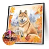>SALE<5D DIY Full Round Drill Diamond Painting Maple Leaf Puppy Kit Home Decor 30x30cm