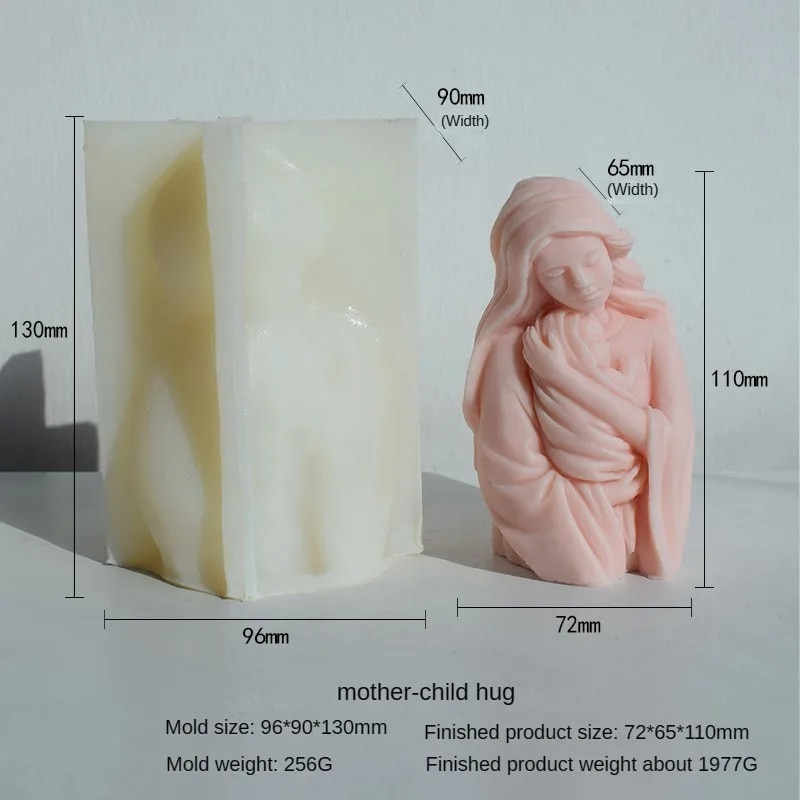 Large Virgin Mary Holding Baby Silicone Candle Mold Mother Child Figurine Soap Resin Plaster Chocolate Mould Home Decor Gifts
