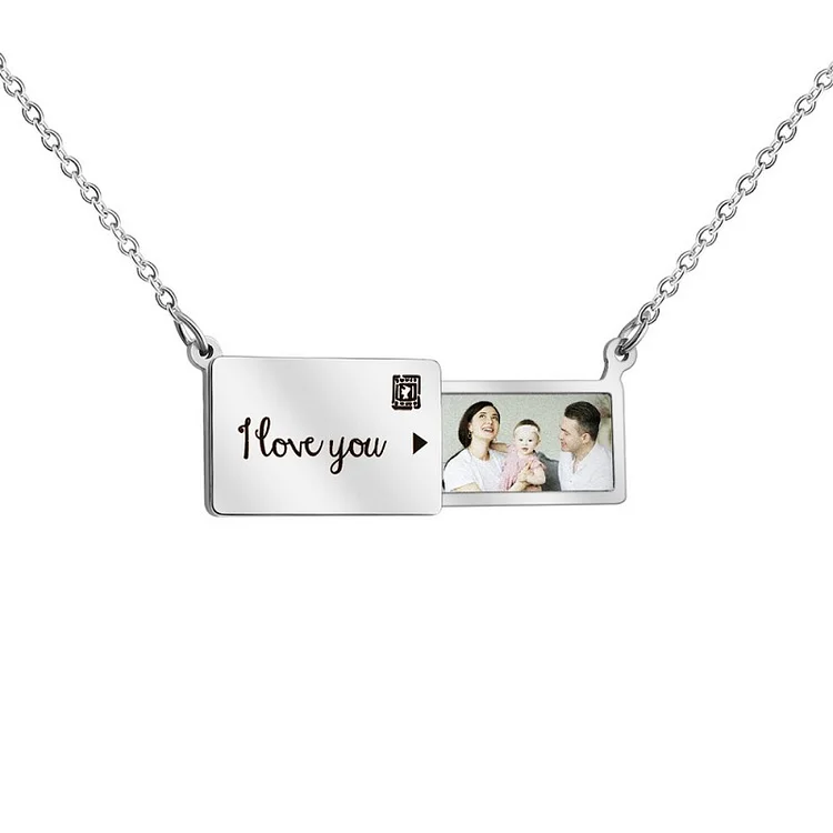 Costom Engraved Pullout Photo Envelope Necklace