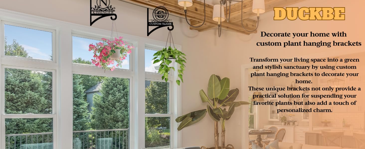 Duckbe Custom Name Metal Plant Hangers from Wall Indoor and Outdoor