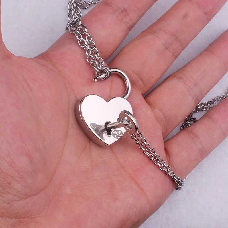 Buzzdaisy Padlock Key Necklace rock heart Lock with key Necklaces