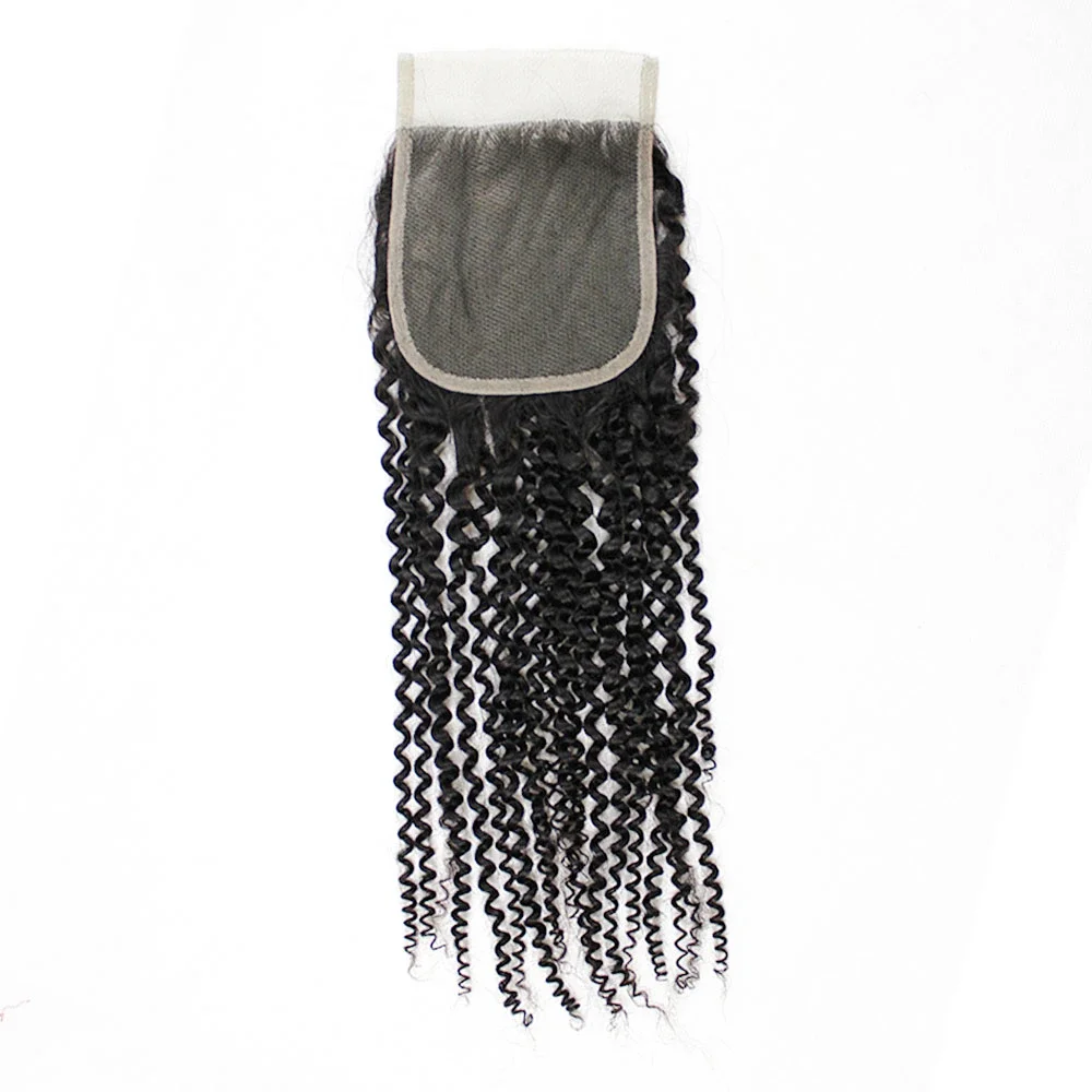  Kinky Curly 12A 4X4 5X5 Transparent Lace Lace Closure Human Hair Closure