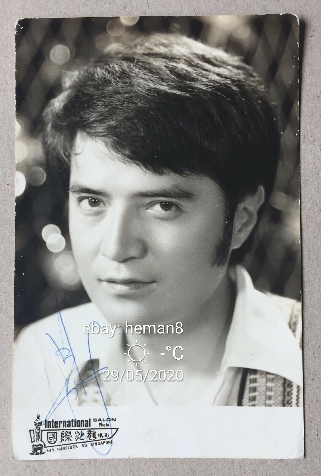 60's 林冲 簽名照片 Vintage Taiwanese actor Jimmy Lin Chong real Photo Poster painting SIGNED!!!!