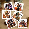(US Only)6PCS DIY Halloween Dog Diamond Art Greeting Cards for Halloween and Holidays