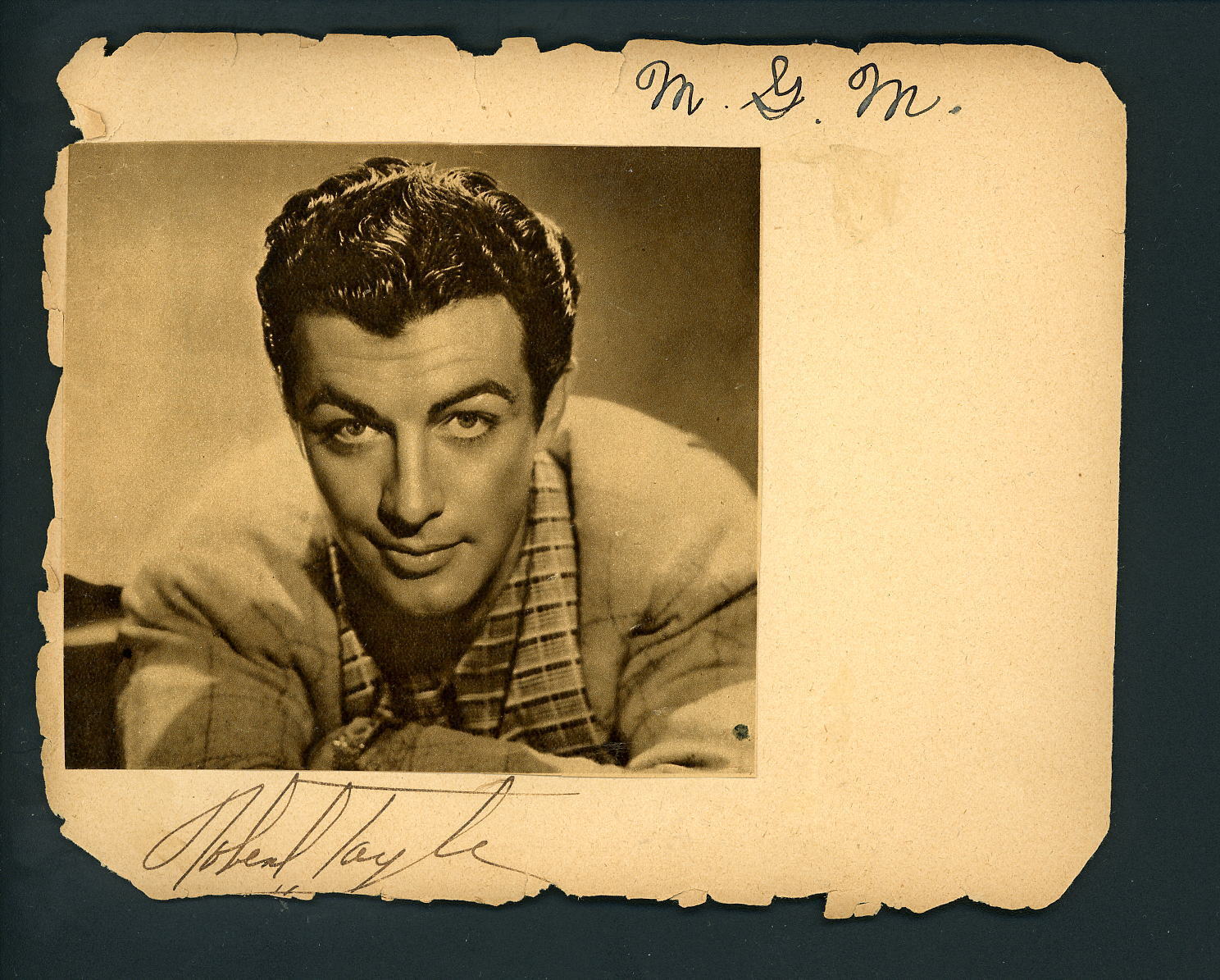 Robert Taylor Movie Star VINTAGE Signed 6 x 5 Autograph Album Page w/ Photo Poster painting