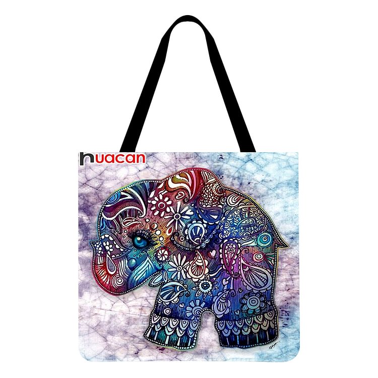 Elephant linen tote bag