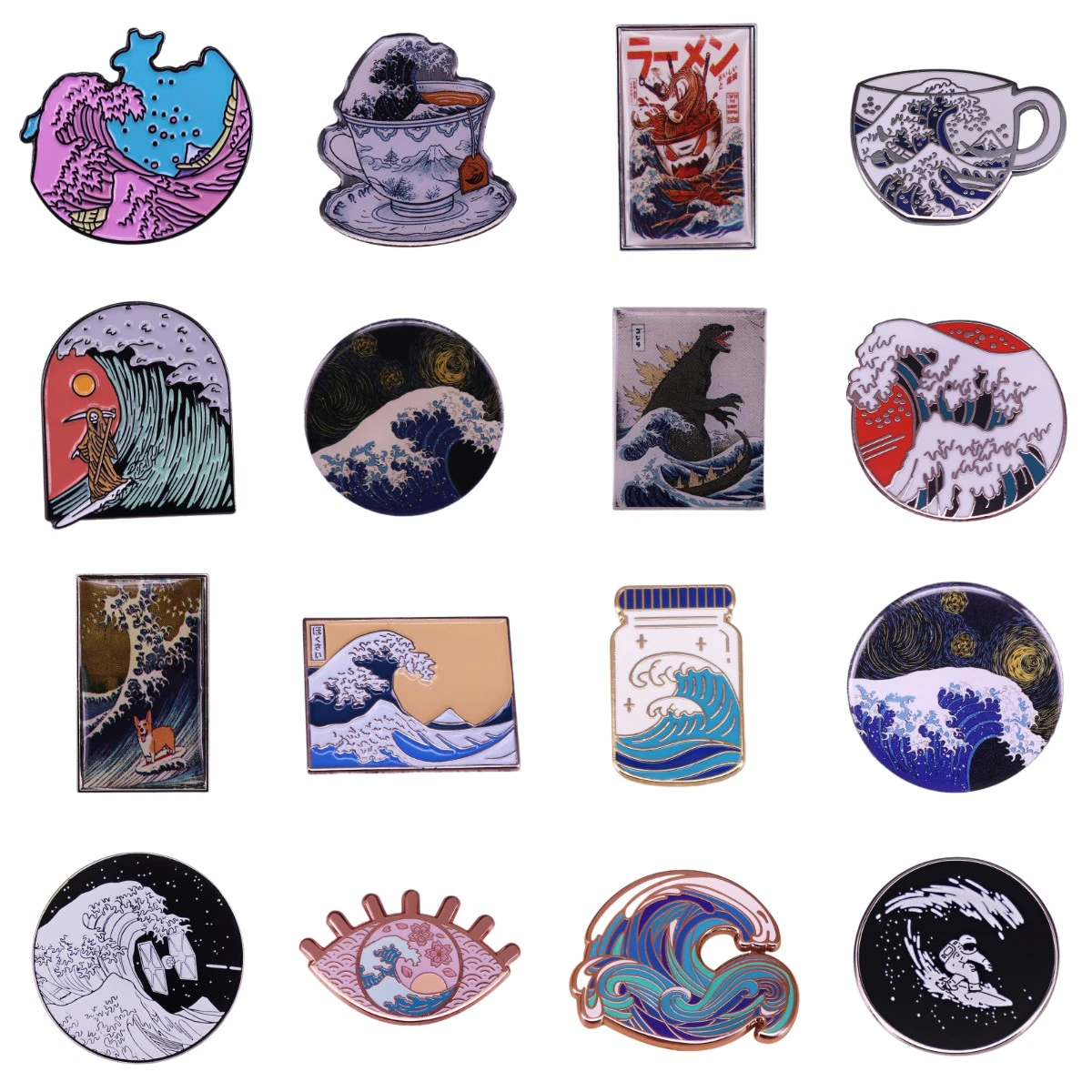 Kanagawa Surf Artist Hokusai The Great Wave of Kanagawa Enamel Pin ...