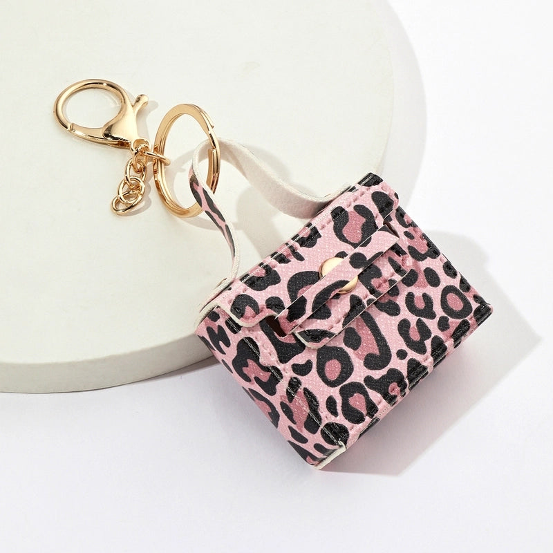 Minimalist Leopard Pu Leather Unisex Bag Pendant Keychain