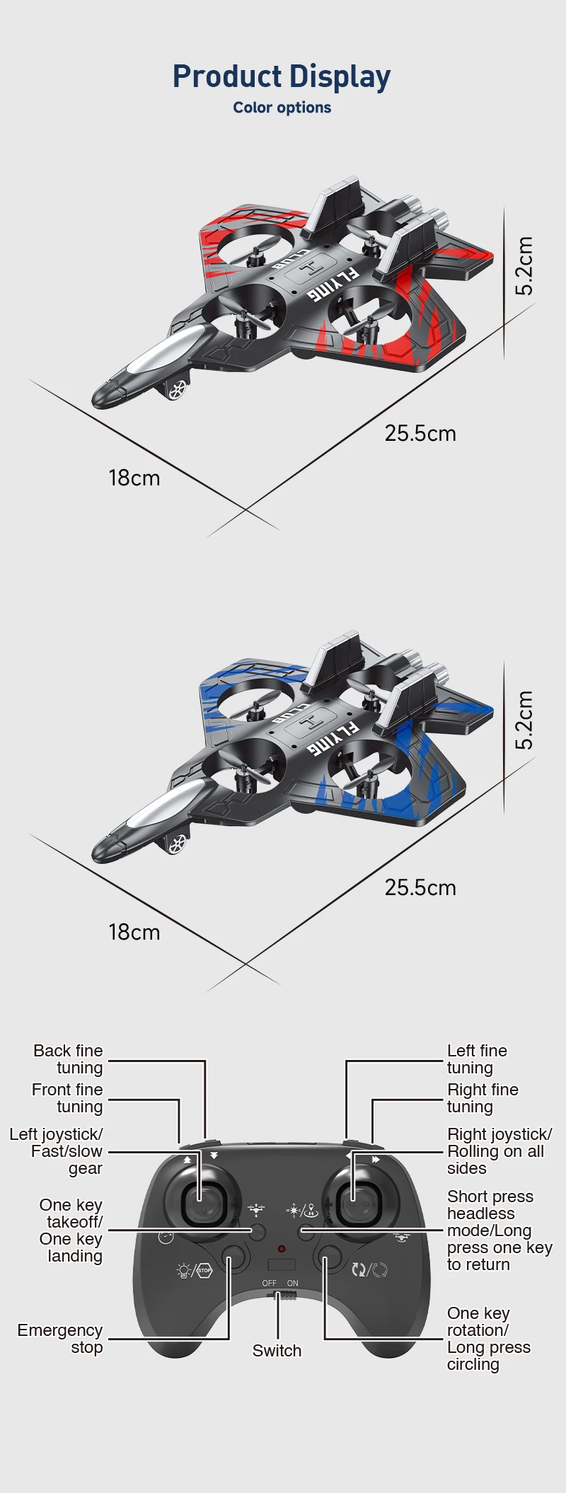 Tegooe Tegooe RC Stunt Glider for Kids - Durable EPP Foam Remote Control Airplane with 24G System