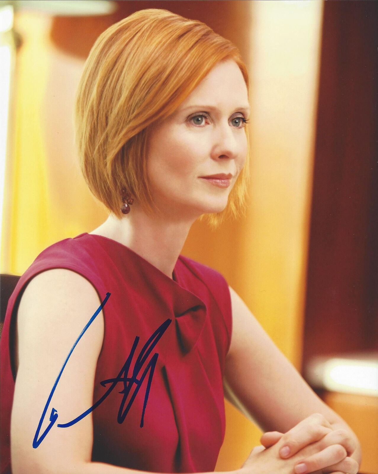 CYNTHIA NIXON SIGNED AUTHENTIC 'SEX AND THE CITY' 8X10 Photo Poster painting D COA SEXY ACTRESS