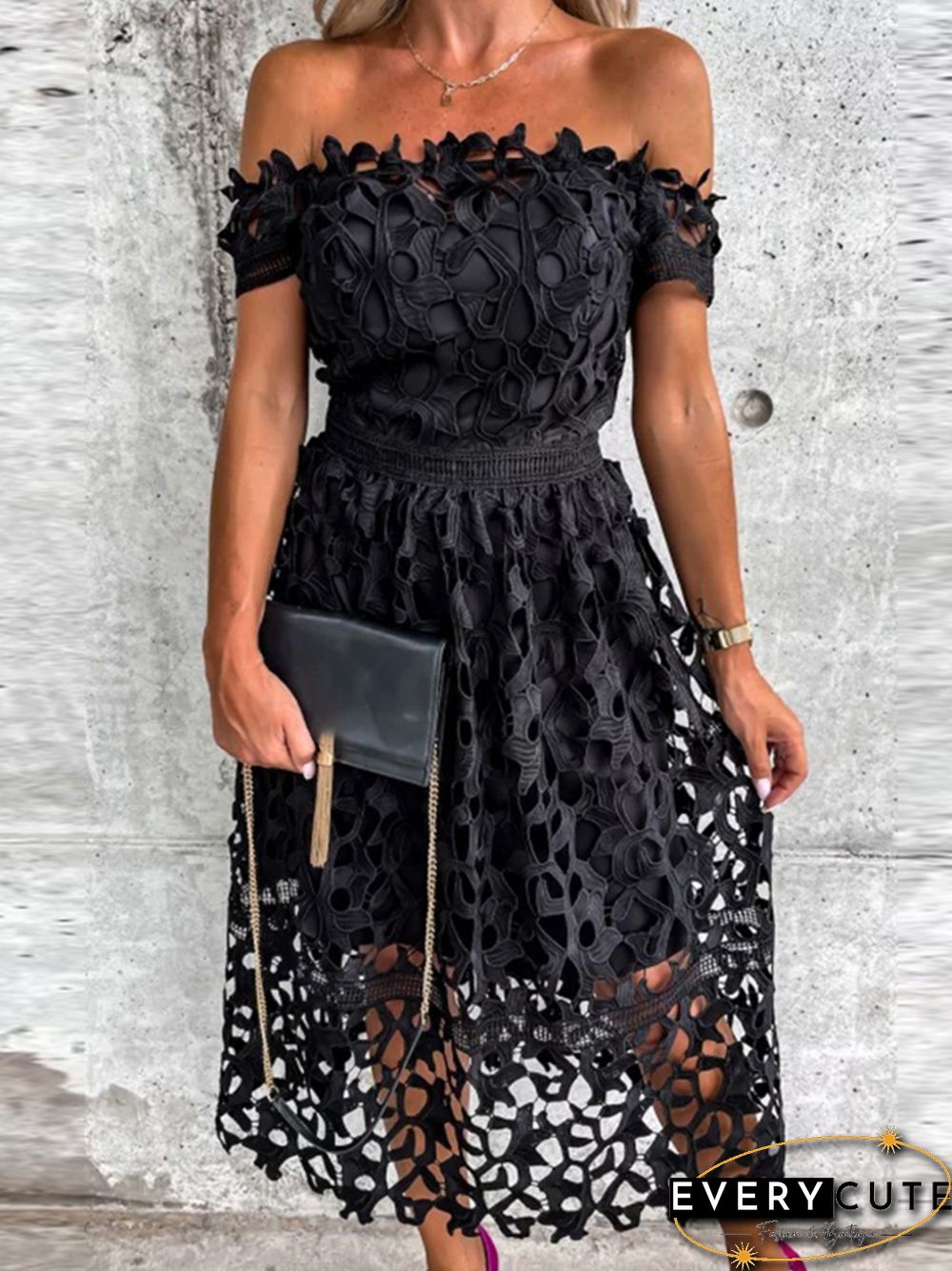 Elegant floral embroidery lace solid long dress women sexy off shoulder strapless waist