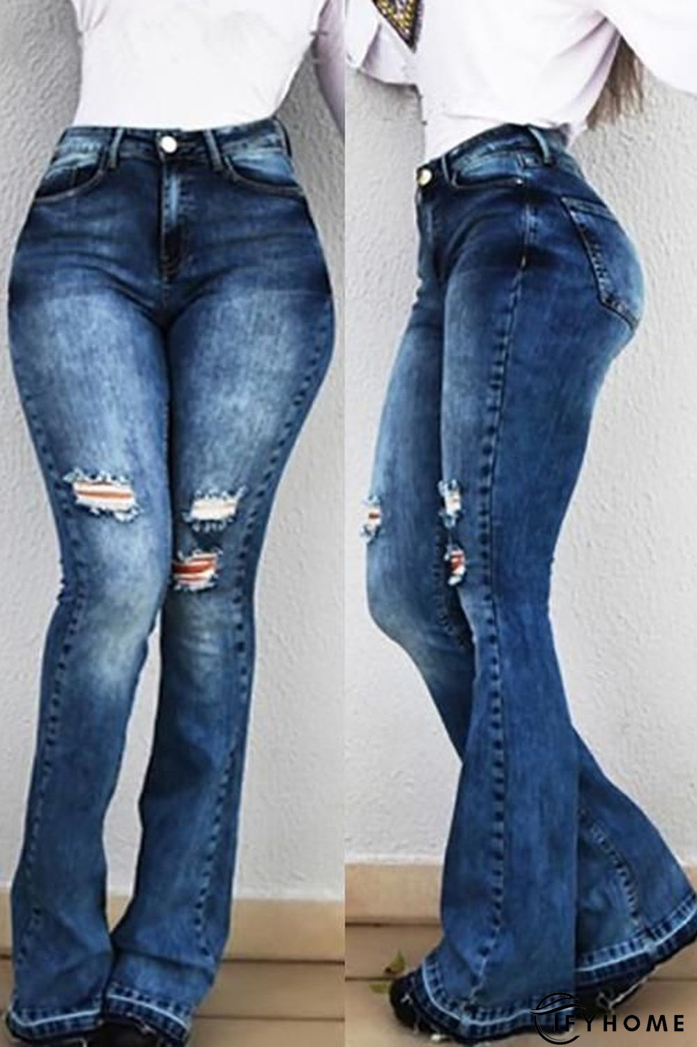 High Waist Ripped Slit Jeans | IFYHOME