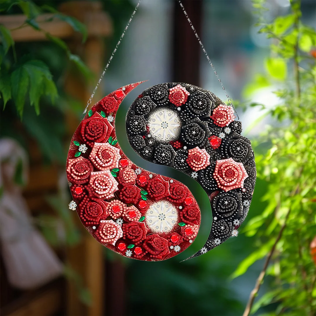 Rose Yin Yang 2D Flat DIY Diamond Painting Set Diamond Art Pendant Home Decor