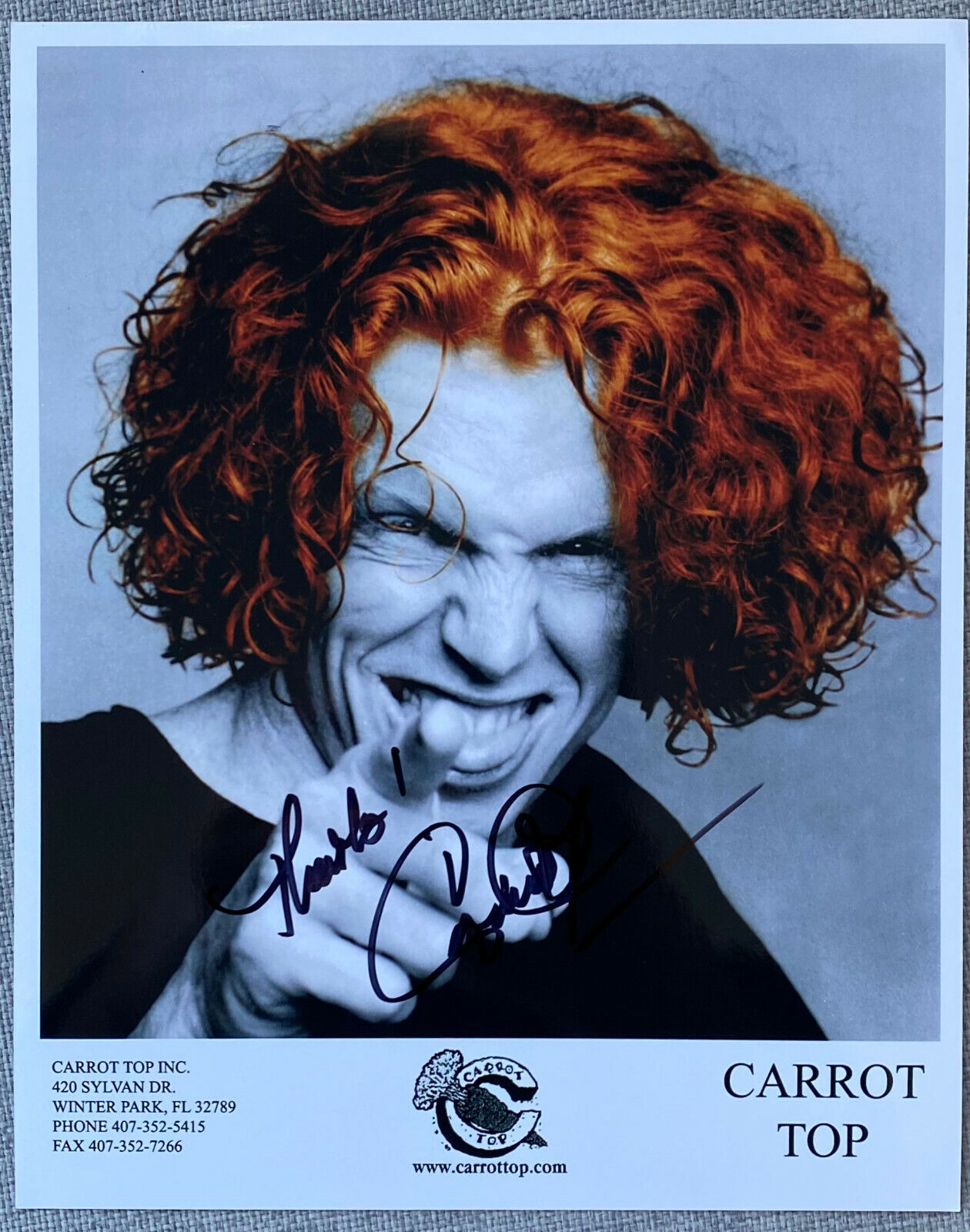 Comedian Carrot Top Signed In-Person 8x10 Photo Poster painting - Authentic, Las Vegas, Stand Up