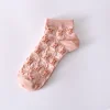Pink Summer 3D Jacquard Women Short Socks