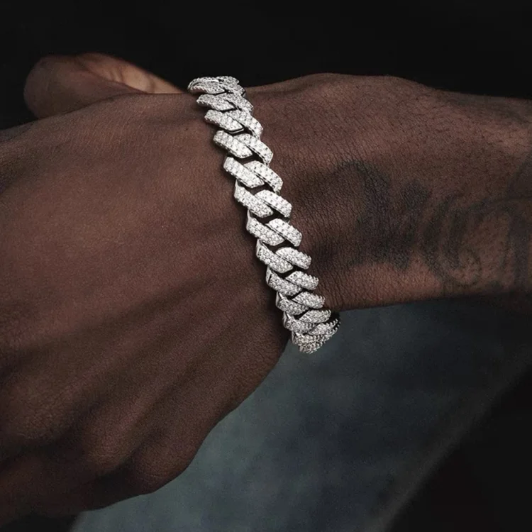 13MM Prong Cuban Link Bracelet Full Iced Out Dad Jewelry