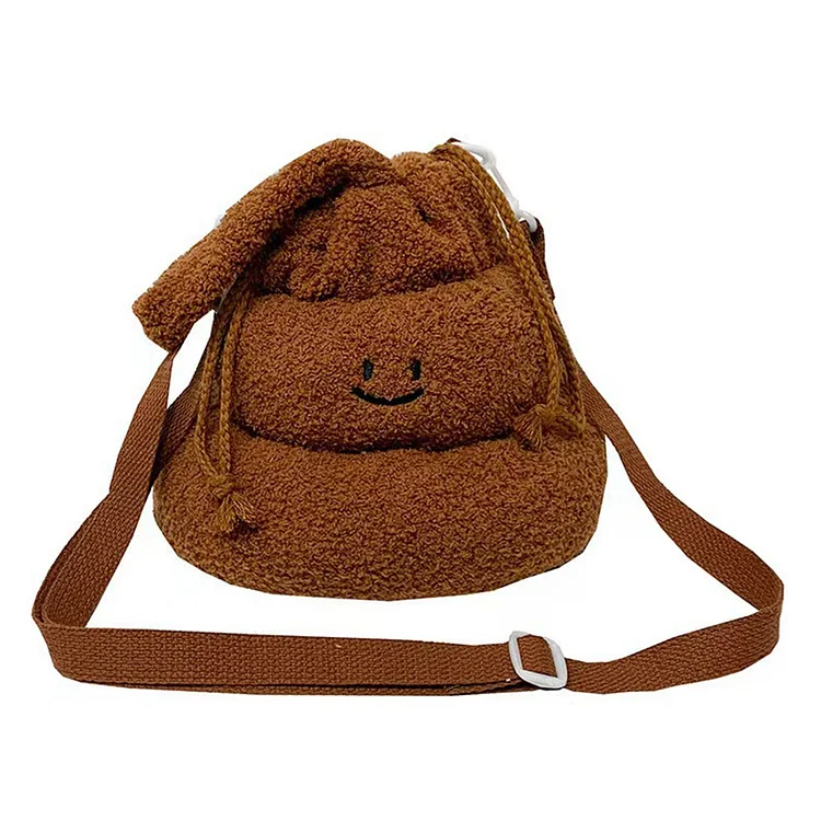 Women Cartoon Furry Handbag Funny Top-Handle Bag Female Spoof Bag (Dark Brown)