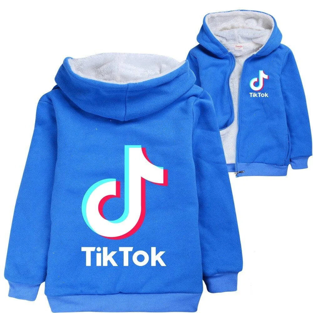 Buzzdaisy Tiktok Music Print Boys Zip Up Fleece Up Winter Cotton Hoodie
