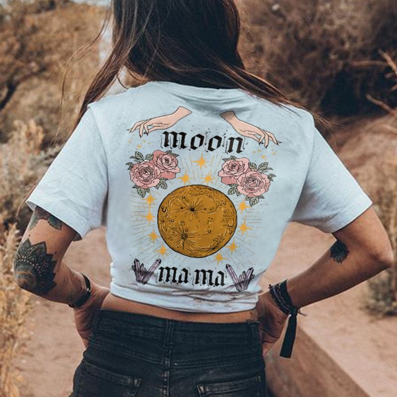 Flower Moon Printing Women's T-shirt Designer
