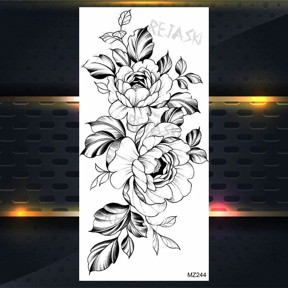 Purple Rose Jewelry Water Transfer Tattoo Stickers Women Body Chest Art Temporary Tattoo Girl Waist Bracelet Flash Tatoos Flower