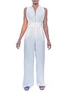 White Color Bandage Simple Jumpsuits Bottom