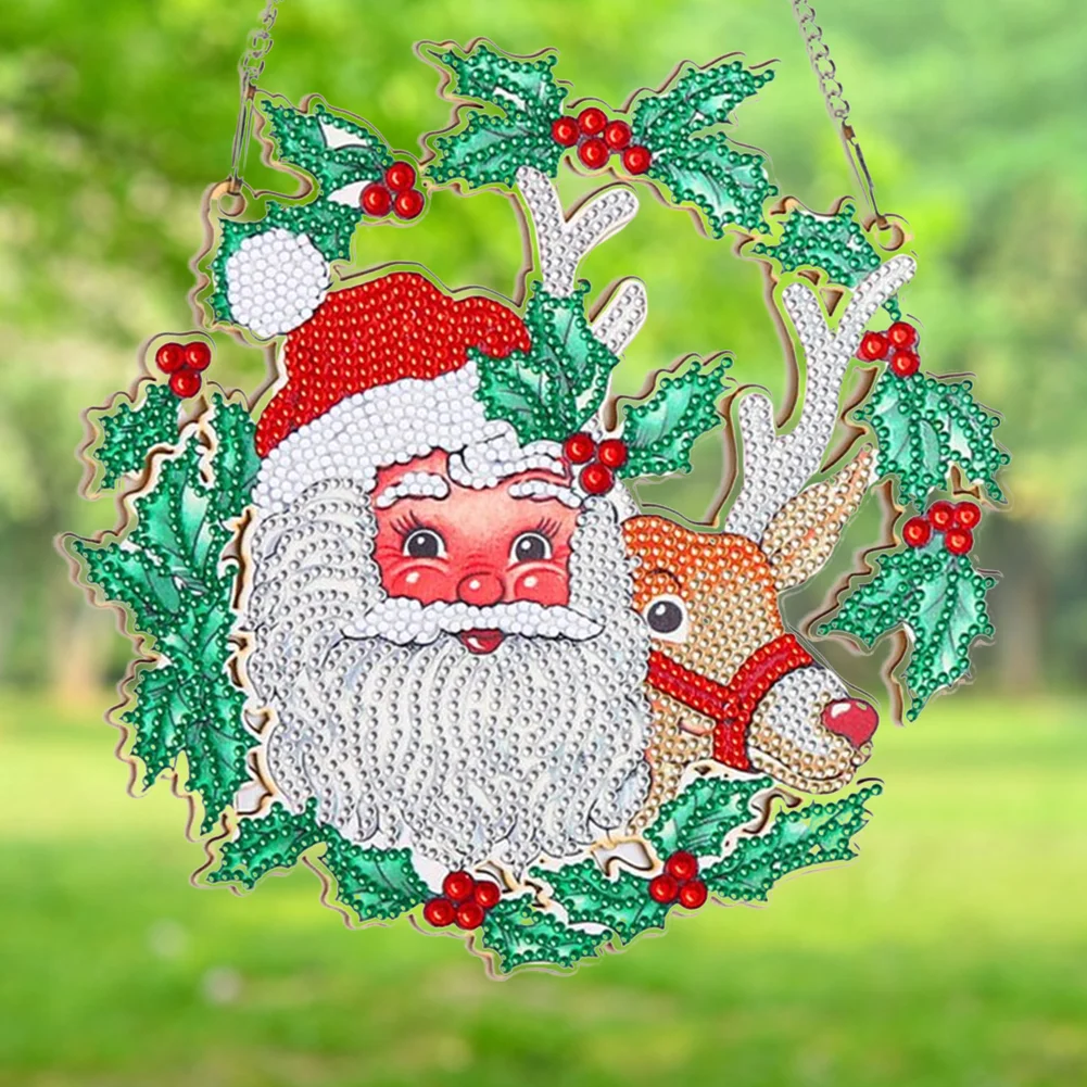 DIY Diamond Painting Art Hanging Wreath - Santa