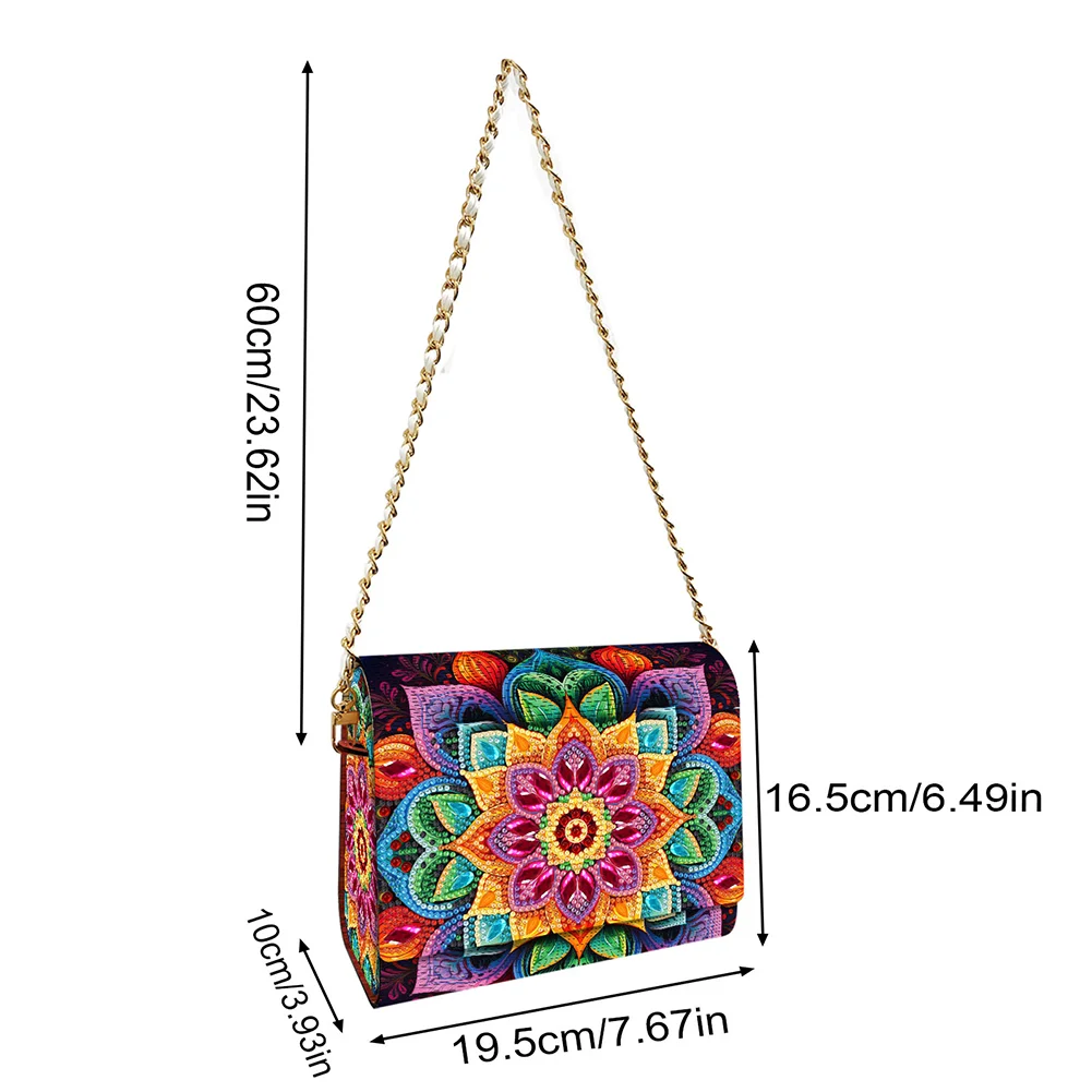 DIY Mandala Diamond Art Wooden Coin Pouch with Chain 5D Diamond Painting Purse