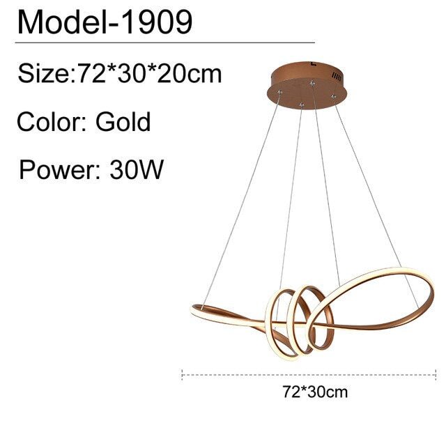 Gold Painted Led Pendant Lights Dining Living Room Kitchen Modern Lighting Lamp Fixture Remote Control Luminaria Avize