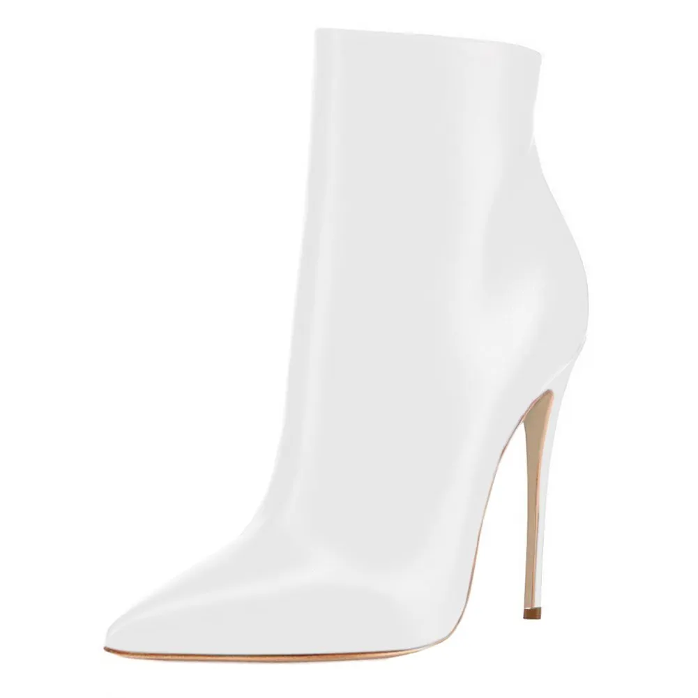 120mm Women's Ankle Boots Closed Pointed Toe Stilettos Matte Booties-vocosishoes