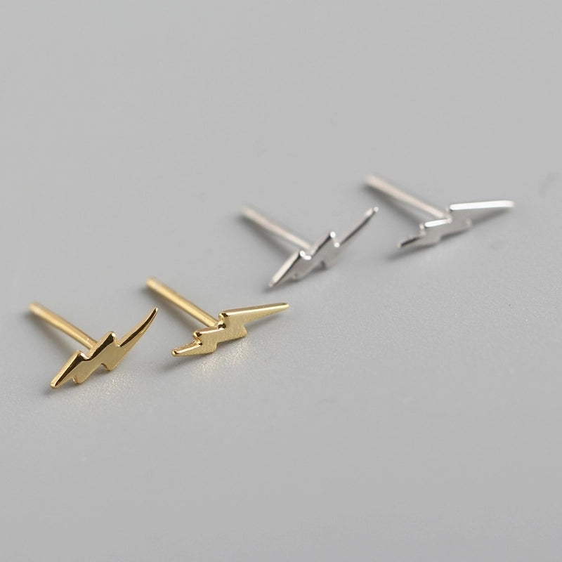 1 Pair 925 Sterling Silver Lightning Ear Studs