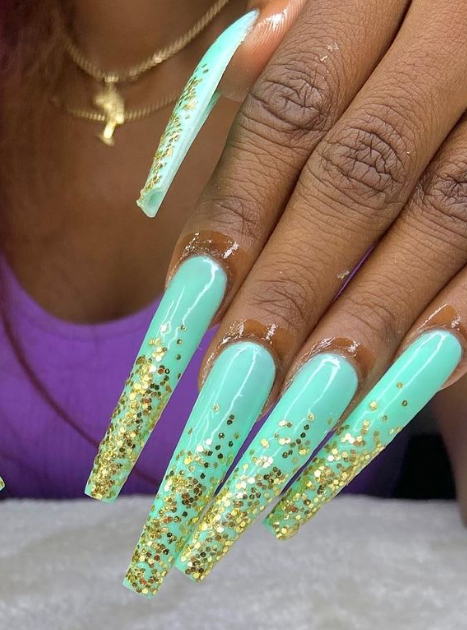 aqua blue nail designs