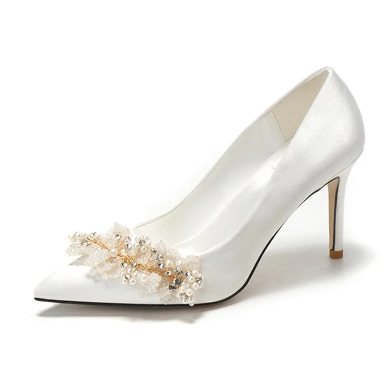 French Wedding Shoes 2022 Pearl Dress Bridesmaid Bride Shoes Master Wedding Shoes White High Heels Pumps Shoes Stripper Heels