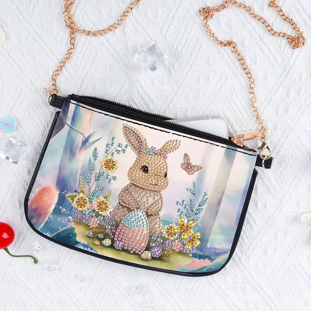 5D DIY Rabbit Diamond Painting Coin Chain Purse Diamond Handmade Crossbody Bag