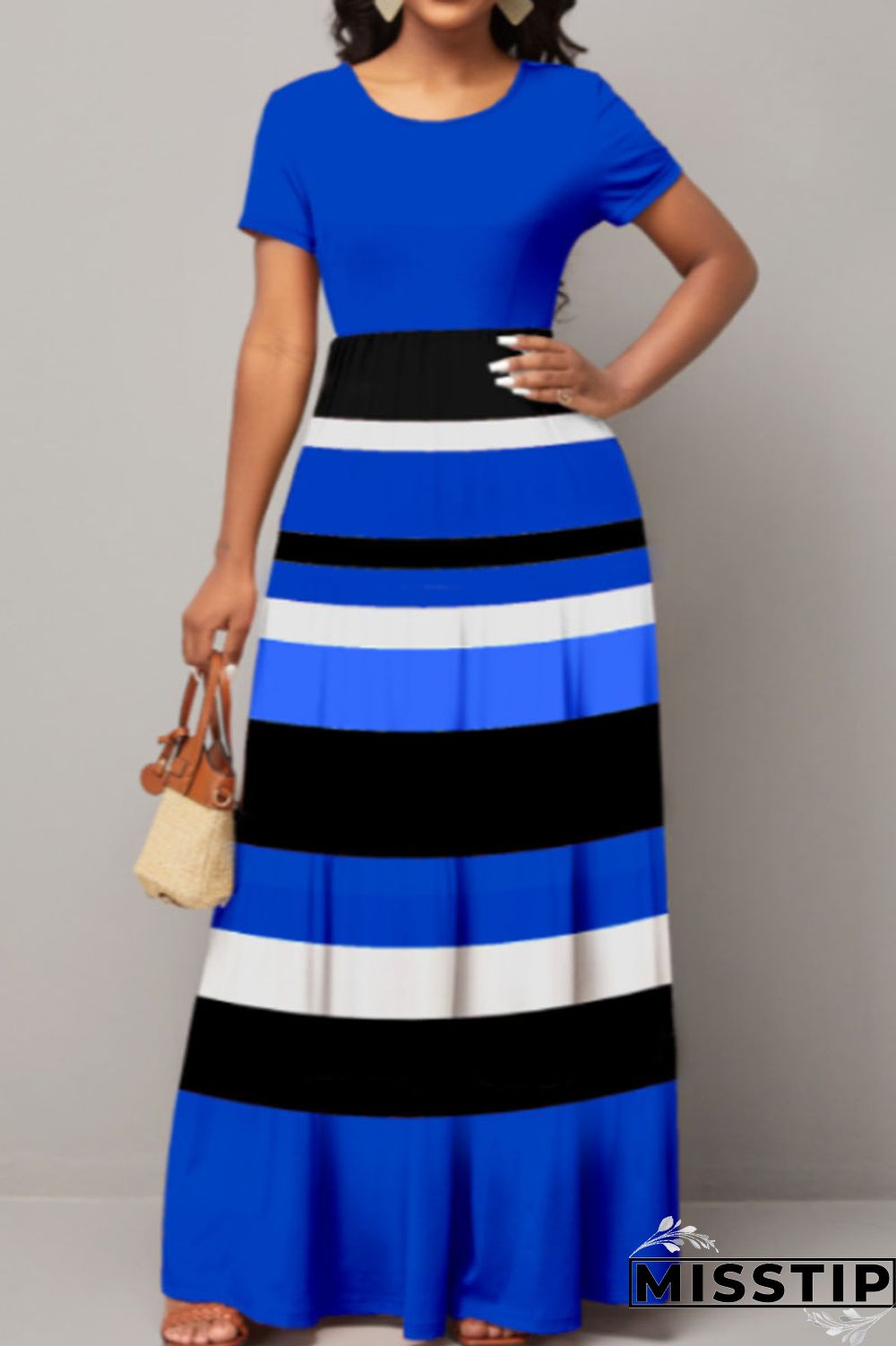 Red Casual Elegant Striped Print Patchwork O Neck A Line Dresses