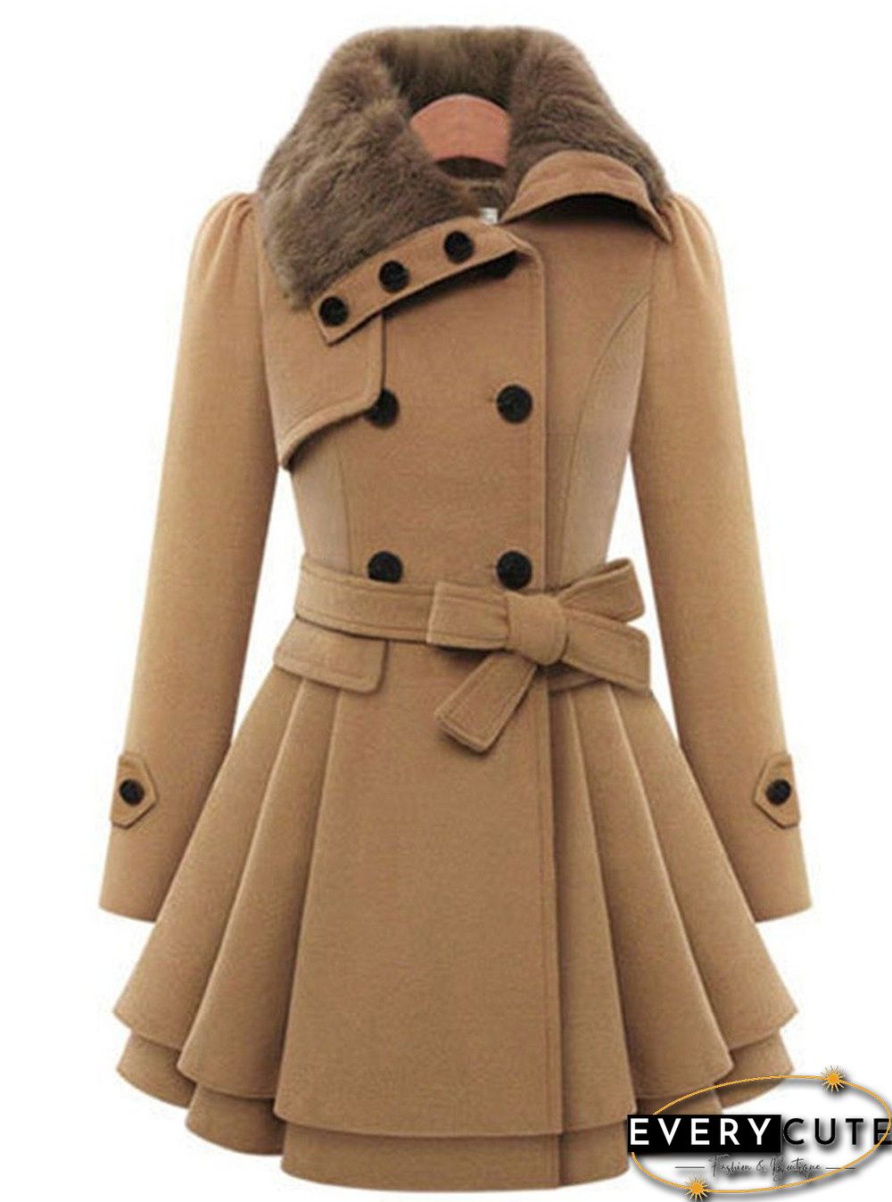 Fold-Over Collar Plain Coat