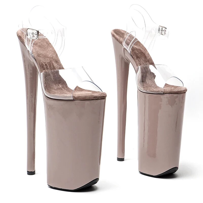 TAAFO 26CM/10inches PVC Patent Cover Platform And Heel Exotic High Heel Platform Pole Dance Sandals Shoes