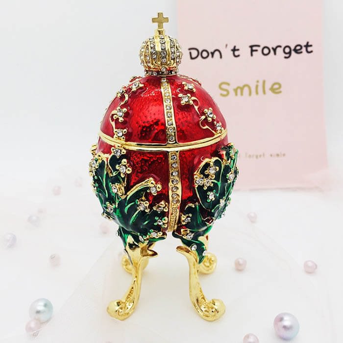 Lily Faberge Egg Jewelry Trinket Box