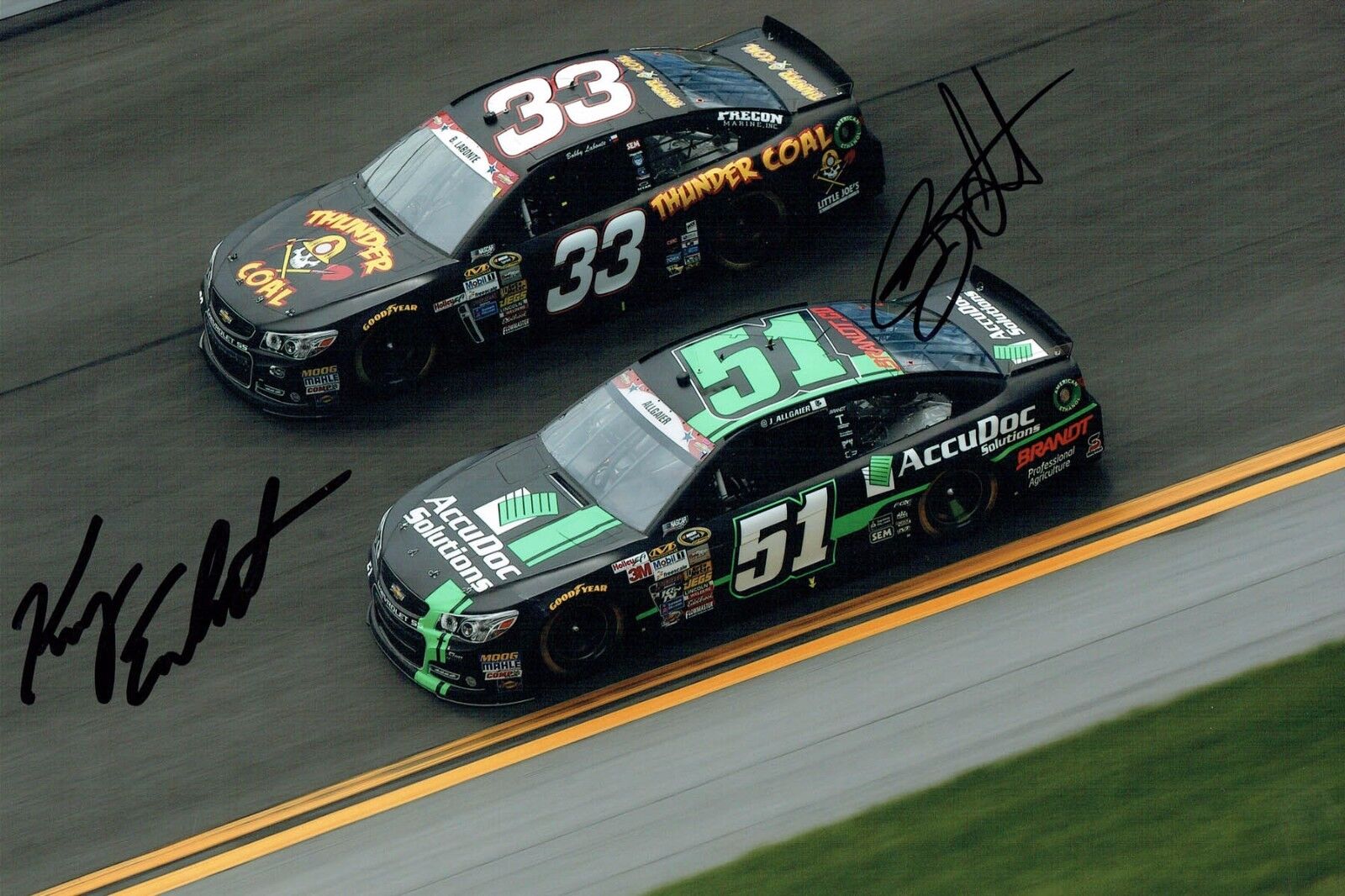 Kerry EARNHARDT & Bobby LABONTE SIGNED NASCAR Autograph 12x8 Photo Poster painting AFTAL COA